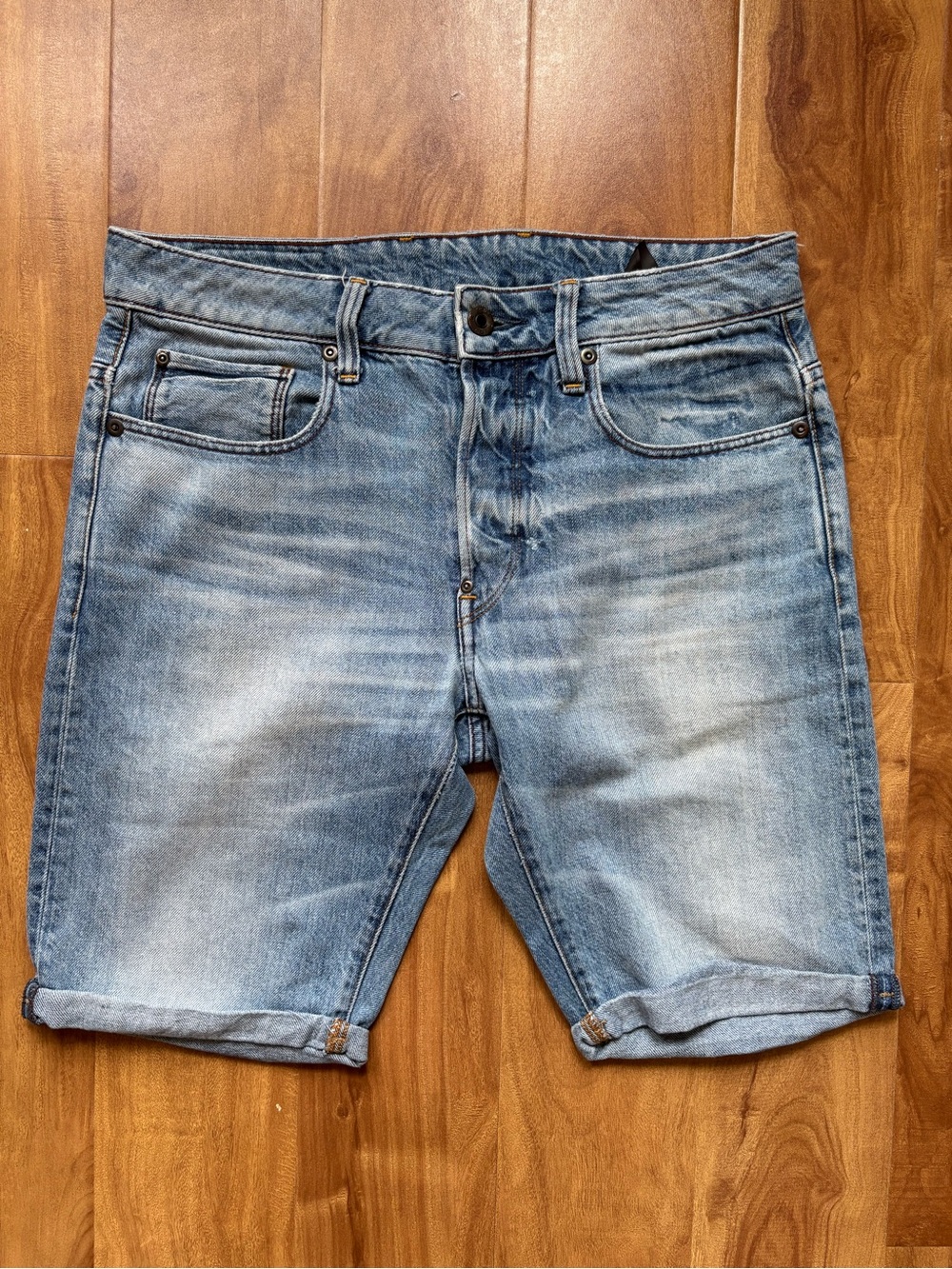 G-Star Light Blue Washed Denim Shorts